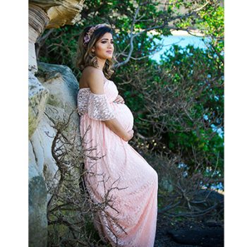 pink maternity dress